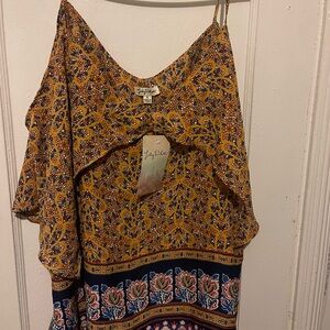 Lily White Yellow and Blue Floral shirt